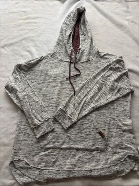 Maurices Light Gray Marled Hoodie with Mauve Lined Hood